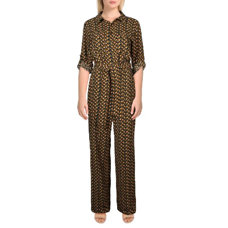 Womens Printed Adjustable Sleeves Jumpsuit