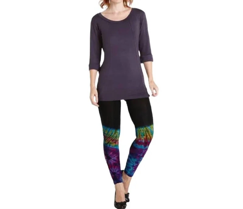 Janet Rainbow Tie-Dye Leggings In Black Multi