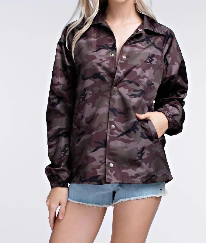 Camo Coaches Jacket In Gray