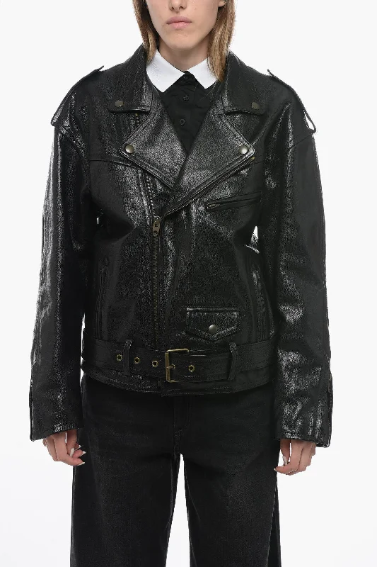 Petar Petrov Quilted Biker Leather Jacket with Oversized Fit