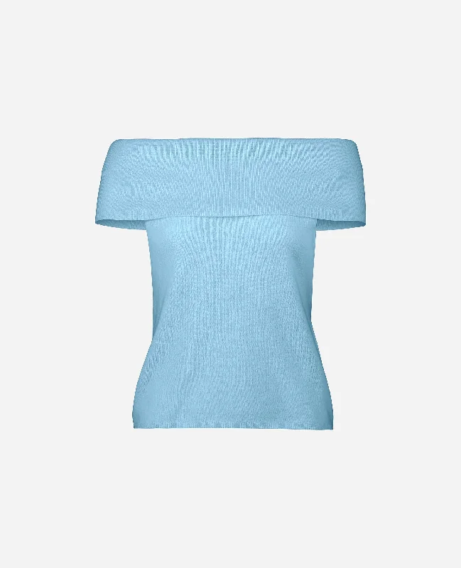 Top aus Cashmere-Mischung in Blau