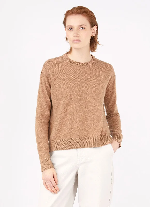 Women's Cashmere Crew Neck Jumper in Camel