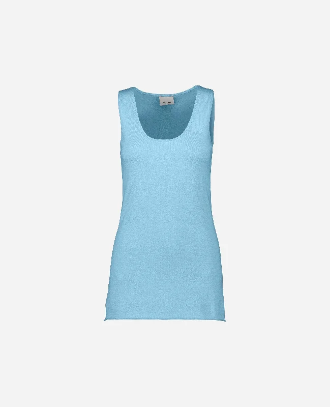 Top aus Cashmere-Mischung in Blau