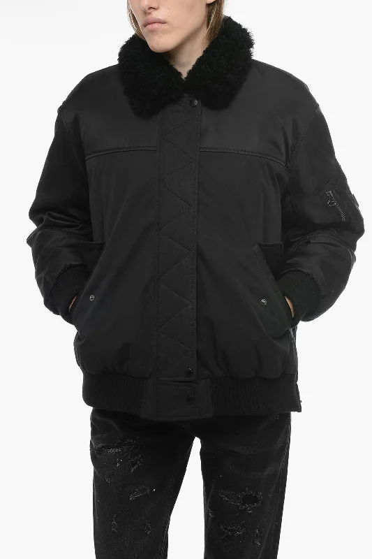 Yves Salomon YS ARMY Double Fabric Bomber with Fur Removable Lining