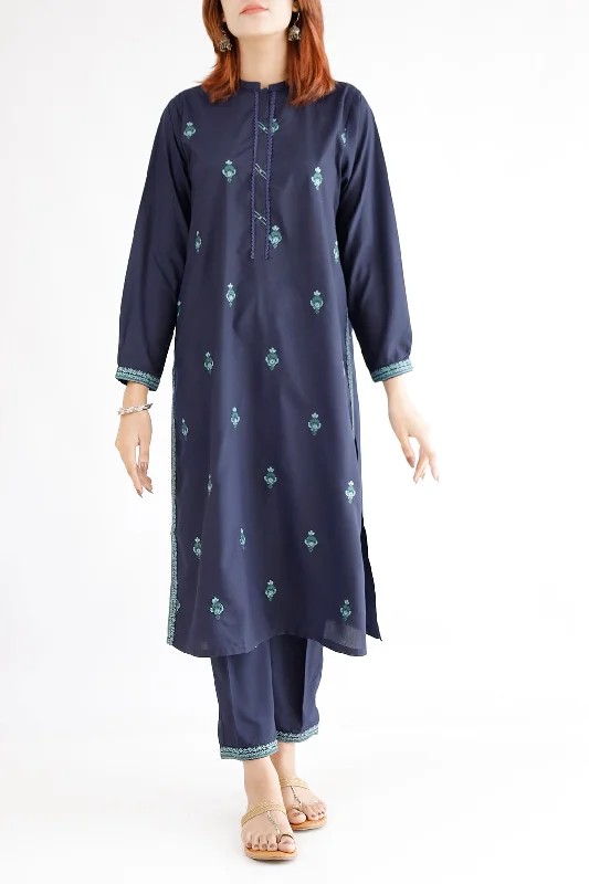 Embroidered Polyester Stitched 2 Piece (Shirt/Trouser)