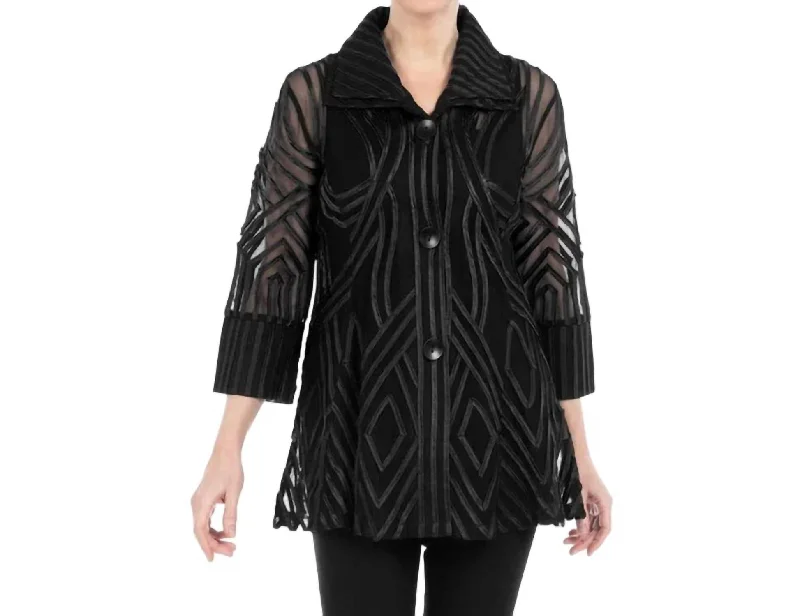 Two-Tone Soutache Jacket In Black