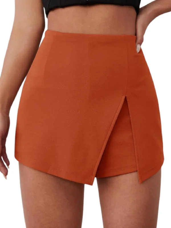 Other Side Rust Terry Skort In Orange