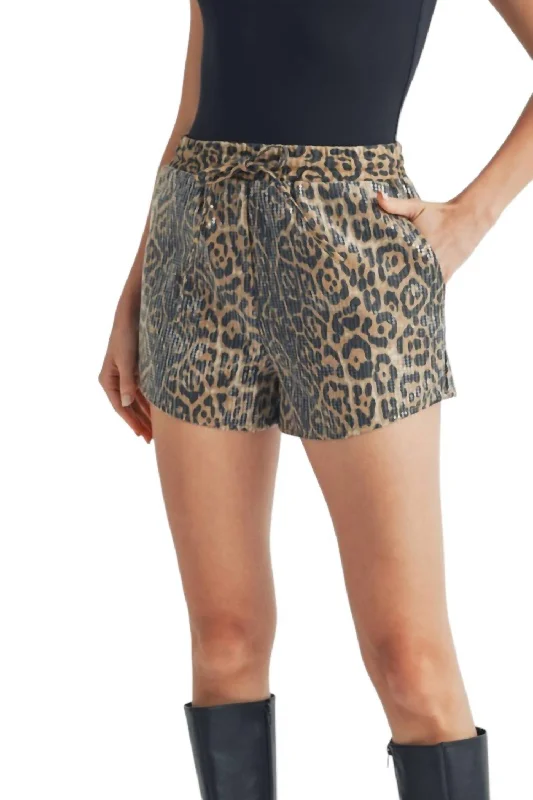 Sequin Leopard Print Shorts