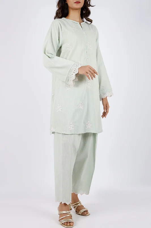 Solid Embroidered Zari Filament Stitched 2 Piece (Shirt/Trouser)