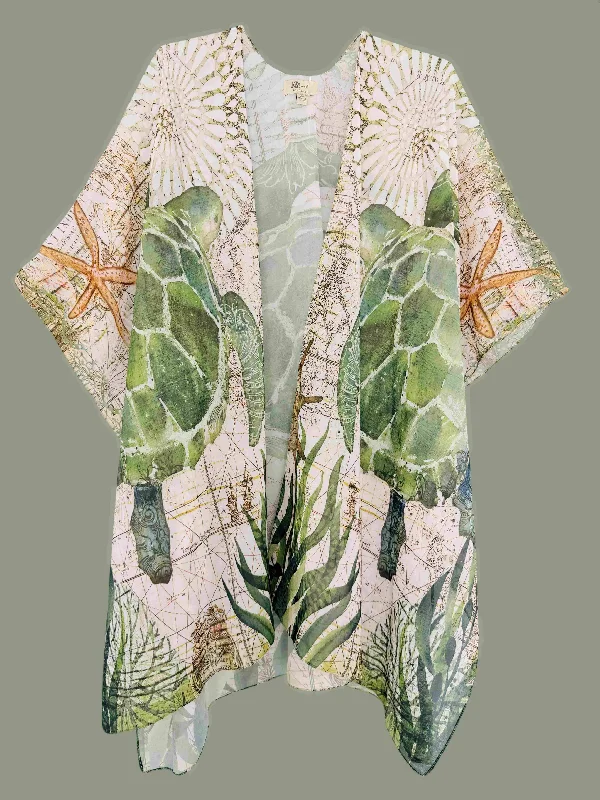 JC070960 Green-Multi Sea Turtle Kimono