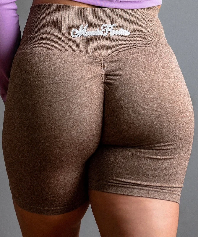 SOIL BROWN-Scrunch Shorts (Super Stretch)