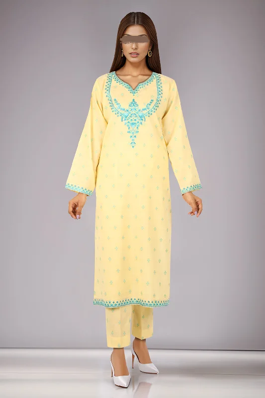 SAYA's Printed Cotton Jacquard Embroidered Stitched For Mom And Daughter