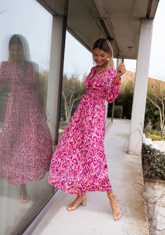 Pink Patterned Farella Dress