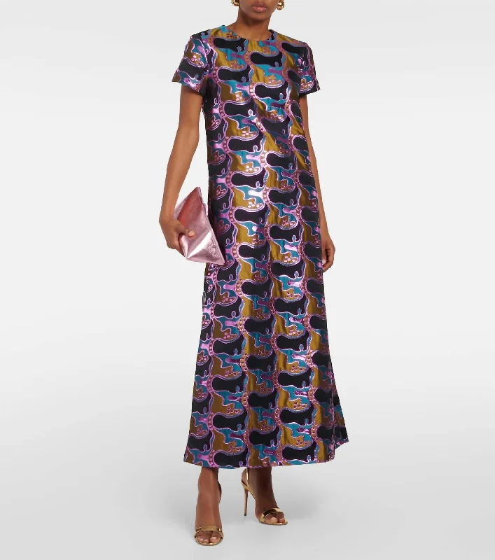 Iconic Jacquard Swing Midi Dress In Multi