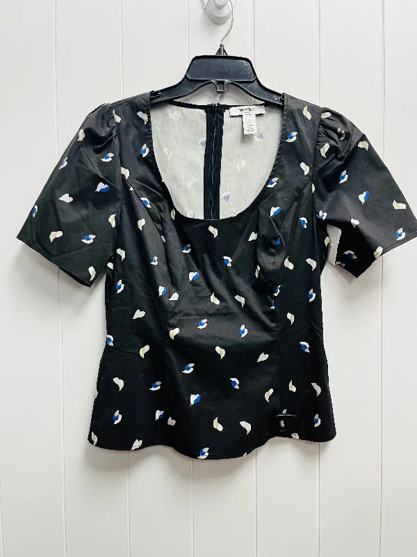 Black & Blue Top Short Sleeve White House Black Market, Size 6