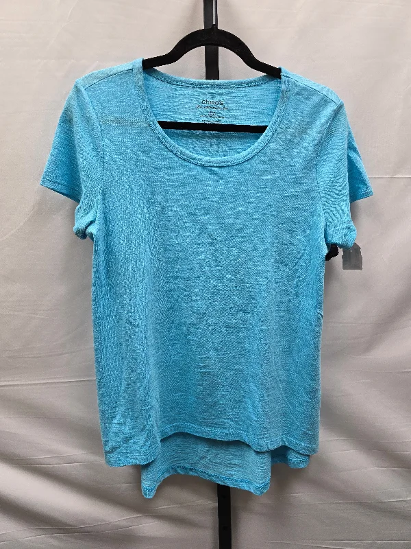 Blue Top Short Sleeve Basic Chicos, Size S