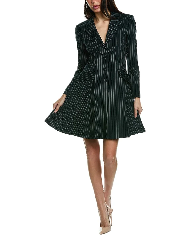 Carolina Herrera Button Front Wool-Blend Mini Dress