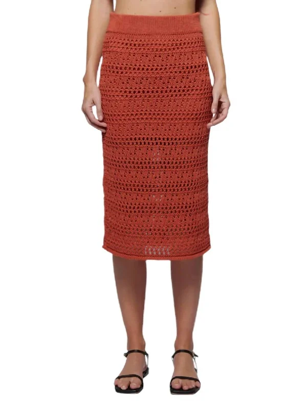 Driana Crochet Midi Skirt In Ginger