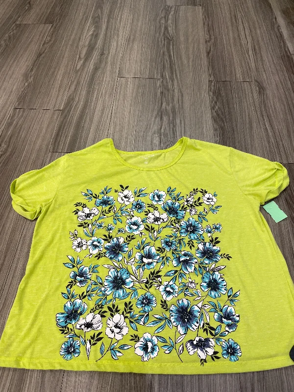 Floral Print Top Short Sleeve Woman Within, Size 18