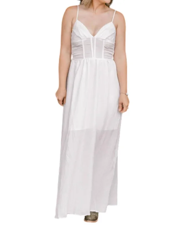 Gina V-Neck Maxi Dress In White