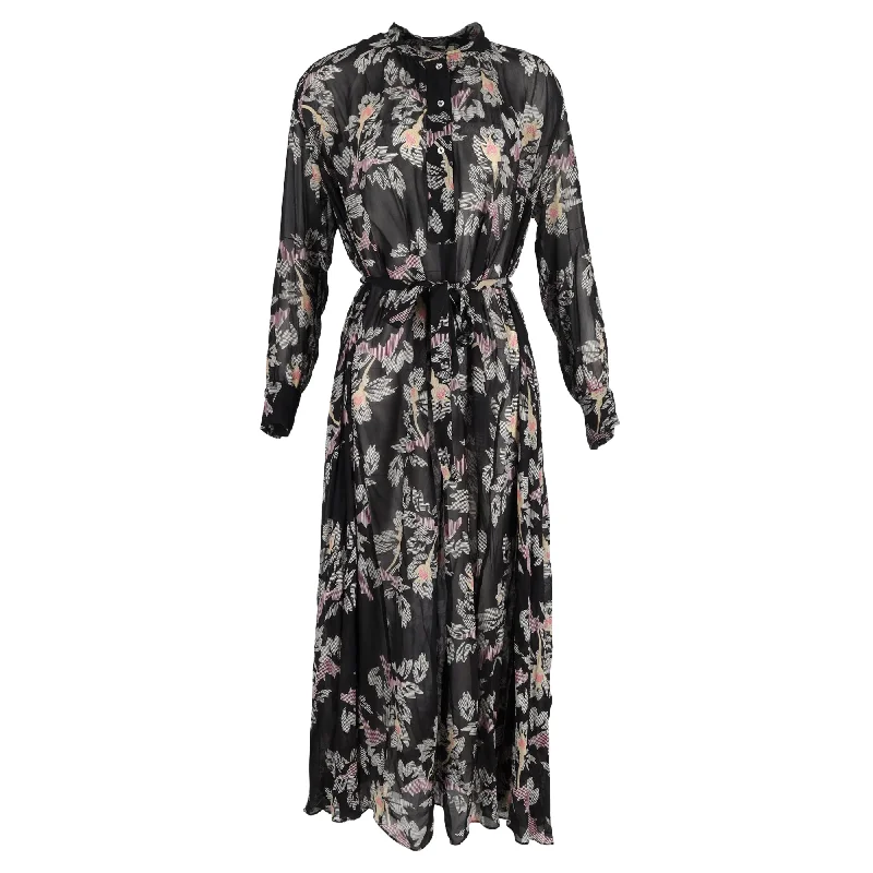 Isabel Marant Etoile Floral Joly Maxi Dress in Black Silk