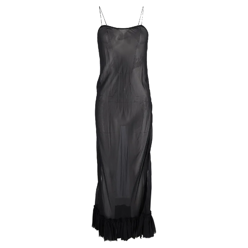 Khaite Alix Crepe De Chine Maxi Dress in Black Silk