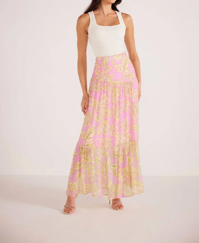 Laurel Maxi Skirt In Pink Floral