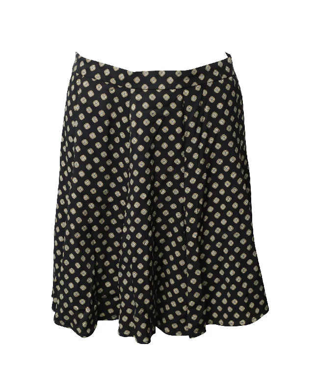 Michael Michael Kors Printed Skater Skirt in Black Viscose