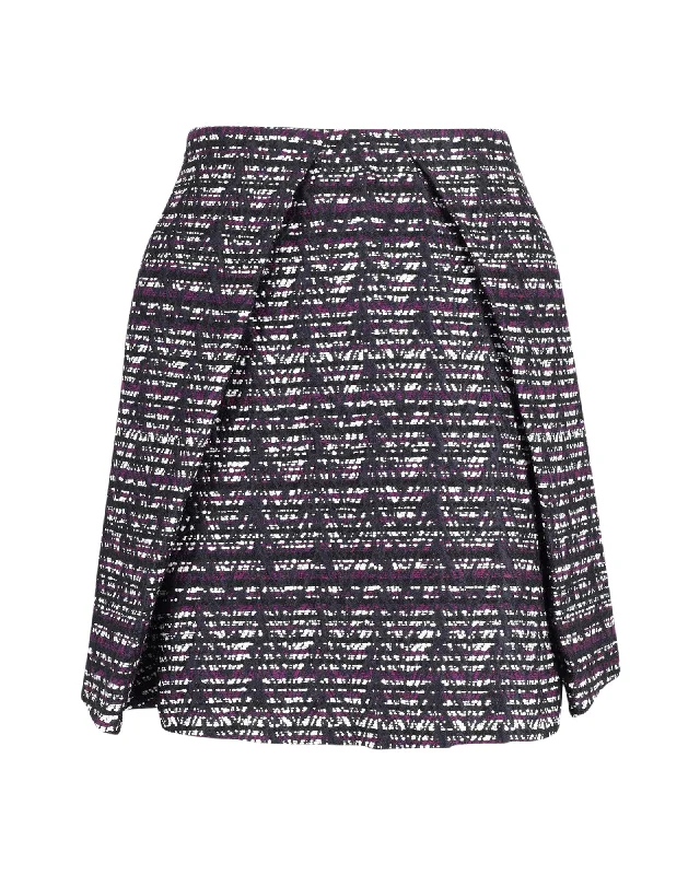 MSGM Jacquard Insert Pleat Knee Length Skirt in Multicolor Polyester