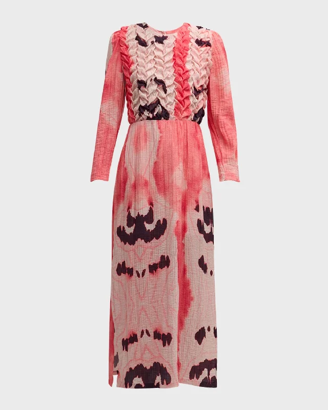 Paloma Smocked Abstract-Print Maxi Dress