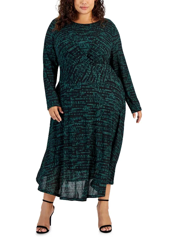 Plus Womens Crossover Long Maxi Dress