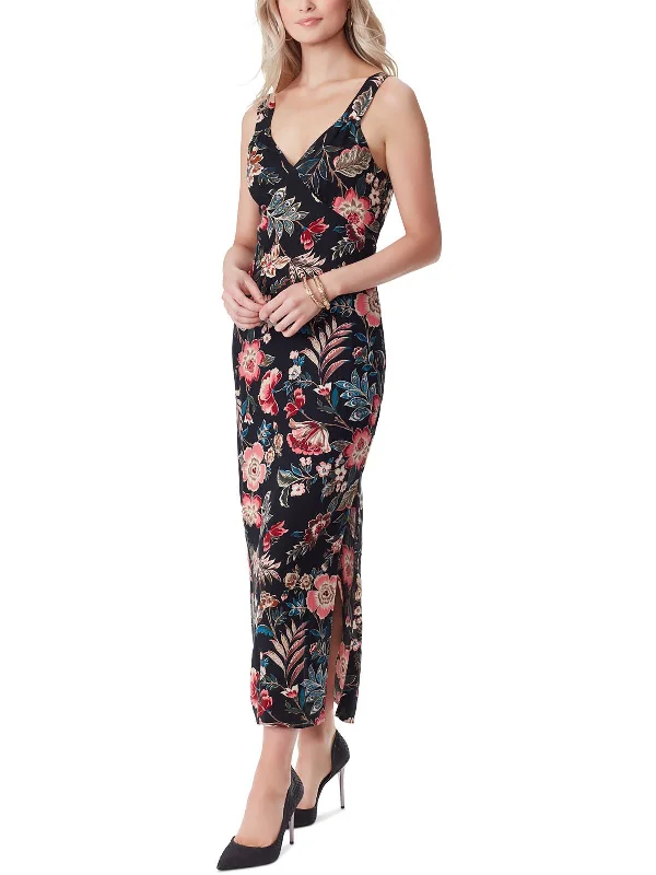 Rosalyn Womens Floral Sleeveless Maxi Dress