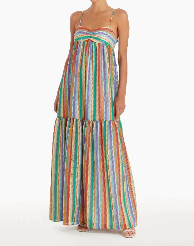 Sima Maxi Dress In Rainbow Stripe