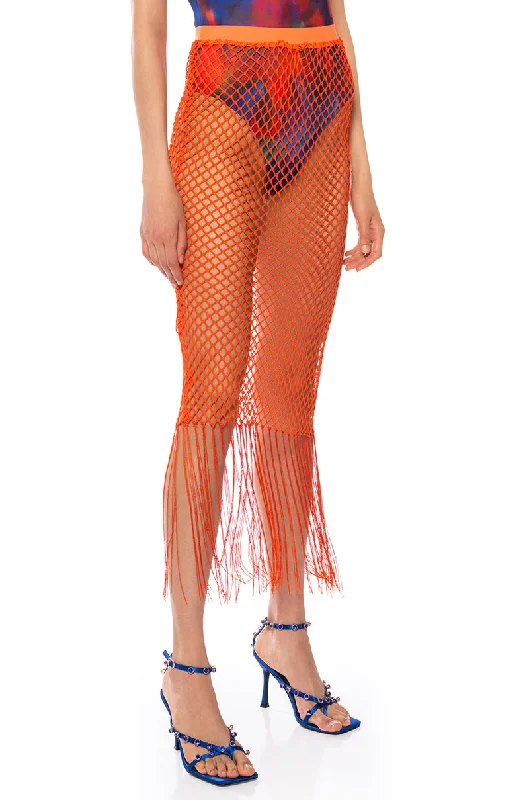 SPIN ME OUT OF CONTROL FRINGE NET MIDI SKIRT