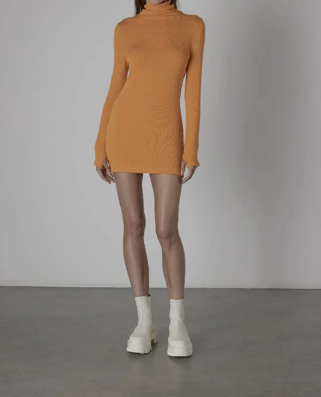 Sweater Knit Turtleneck Tunic/mini In Citrus