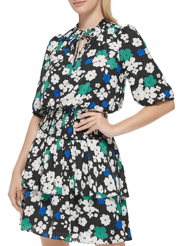 Womens Printed Mini Fit & Flare Dress