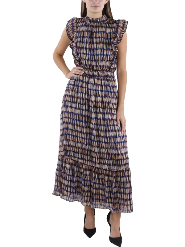 Womens Printed Tea Length Maxi Dress