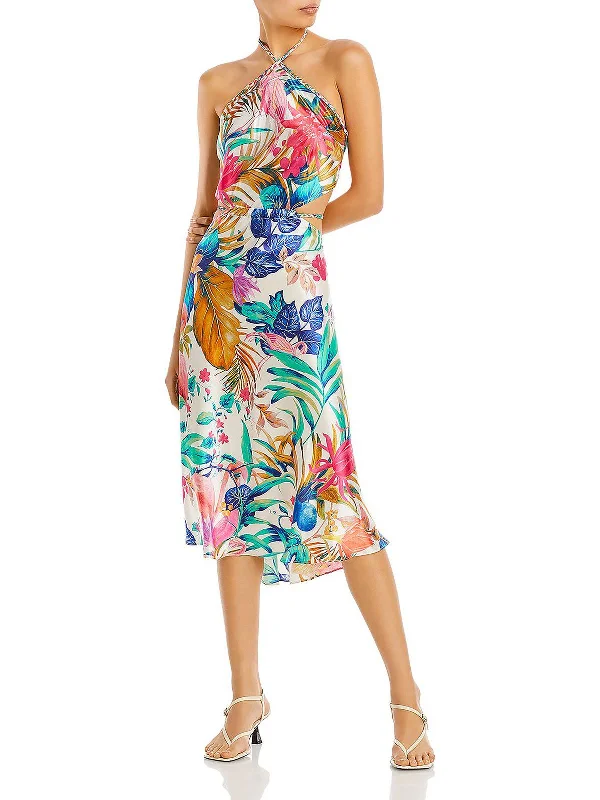 Womens Silk Mini Halter Dress