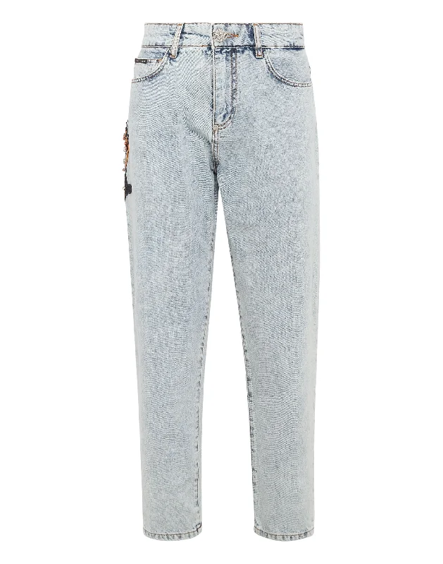 Denim Trousers Mom Fit Paisley