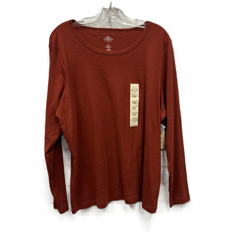 Top Long Sleeve Basic By St Johns Bay In Orange, Size: 1x