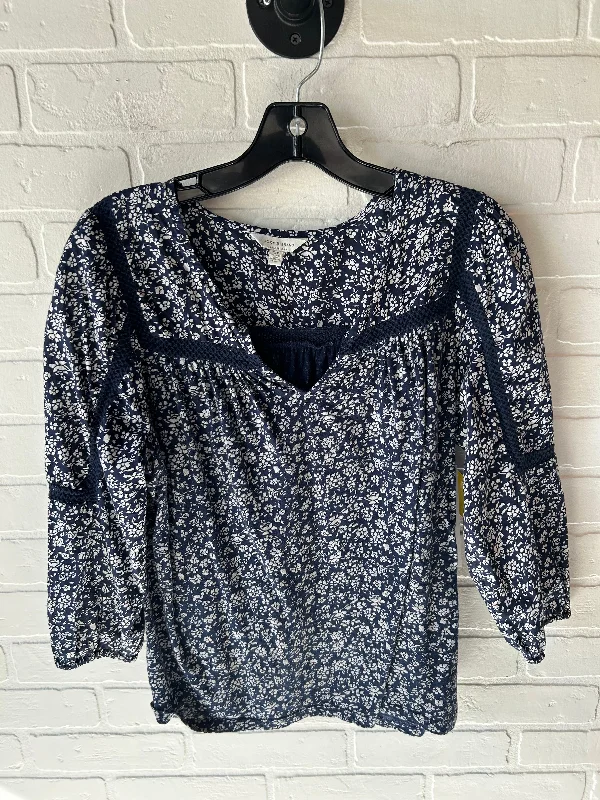 Top Long Sleeve By Lucky Brand In Blue & Cream, Size: S