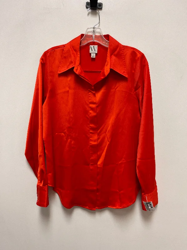 Top Long Sleeve By Worthington In Orange, Size: M