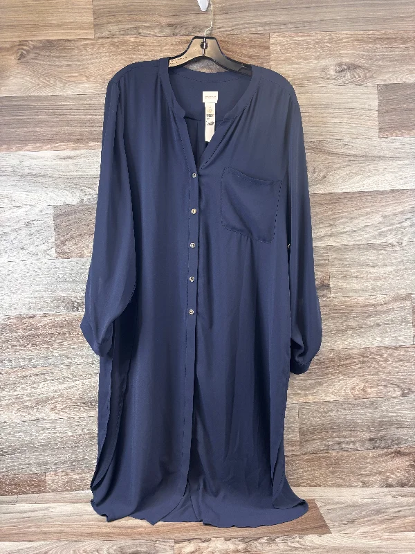 Tunic 3/4 Sleeve By Chicos In Navy, Size: Xl