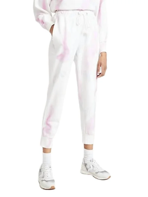 Annette Light Weight Relaxed Jogger Pants In Fuschia Multi