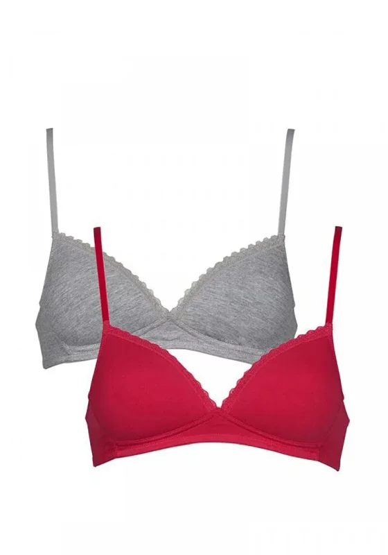 After Eden/My Basic Comfy Wireless Padded Bra Twin Pack, Grey & Pink