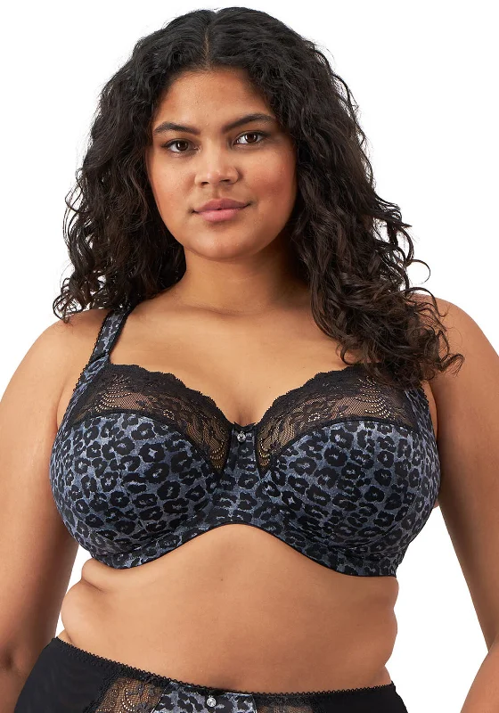 Elomi Morgan Leopard Stretch Banded Bra, Grey