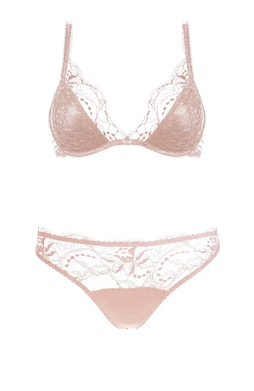 Signature Blush Padded Plunge Bra and Brief Set