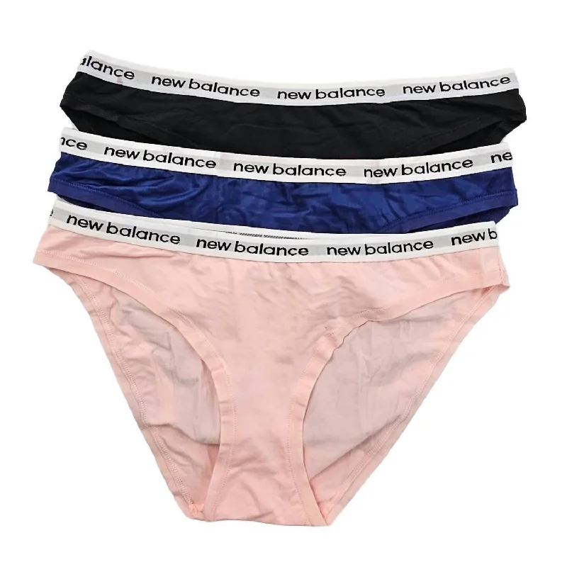 Women's 3-Pack Performance Underwear Eversoft Hipster In Black/blue/peach Soda