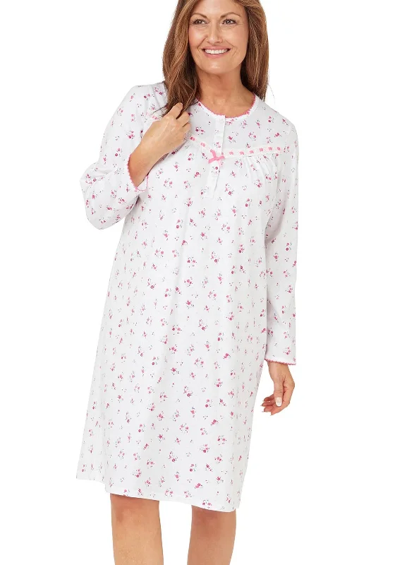 Marlon Blossom Cotton Long Sleeve Nightdress, Pink