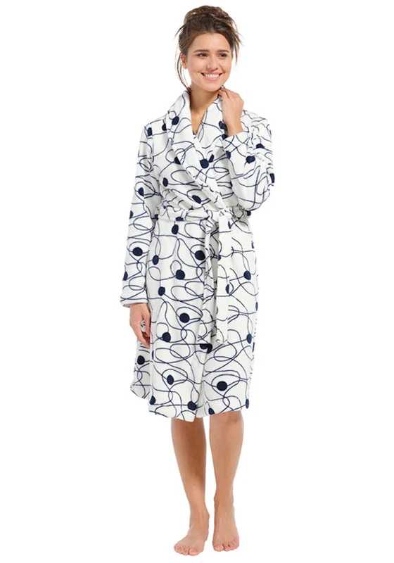 Rebelle Coral Print Fleece Dressing Gown, Snow